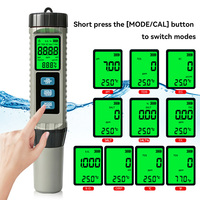 Testeur de qualité de l'eau 8-en-1 direct usine : Température, TDS, EC, pH, ORP, Chlore, Salinité avec rétroéclairage pour test rapide d'aquarium et de piscine