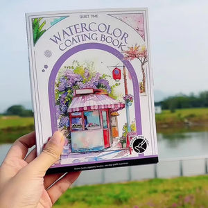 Cuaderno para colorear de acuarela plegable portátil, pinturas integradas, Bloc de notas, pintura de acuarela para pintura de dibujo artístico - Product Image 2