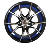Jantes en alliage JUWA 14x5.5 ET35 CB73.1 PCD4x100 Noir Anneau intérieur bleu Multi-rayons Ajustement universel Nouvelles roues de voiture de tourisme