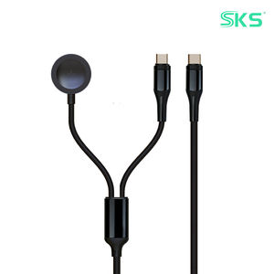 Câble de charge rapide PD 60W 2 en 1 C vers C, <span class=keywords><strong>chargeur</strong></span> sans fil 2,5W pour <span class=keywords><strong>montre</strong></span>, iPhone 15/16, téléphones Android et imprimante - Product Image 1