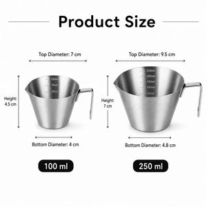 Tasse à mesurer pour expresso en acier inoxydable avec logo personnalisé, 100 ml, pichet à café avec poignée graduée pour barista - Product Image 3