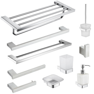 Porte-serviettes en acier inoxydable Saint Ruijia, ensemble d'accessoires de salle de bain en acier 304 avec étagère et barre pour le rangement des serviettes - Product Image 4