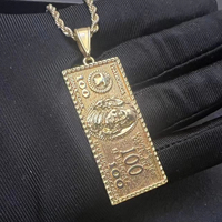 Collier personnalisé en acier inoxydable avec pendentif signe dollar américain, style hip-hop, vente en gros
