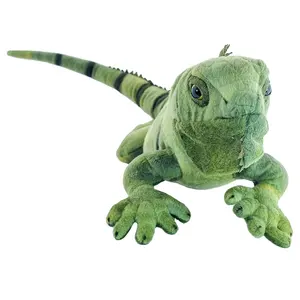 F760 Boneka Hewan Iguana Panjang 2 Kaki Mainan Mewah Kain Jacquard Hijau Kualitas Premium Isian Mainan Mewah Iguana Lucu