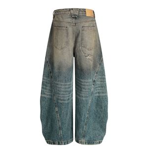 Jeans Machete de hombre de cintura alta, de pierna ancha y holgados, con acabado metálico lavado, de poliéster/nailon, para verano e <span class=keywords><strong>invierno</strong></span>, estilo urbano neutro de diseño avanzado. - Product Image 2