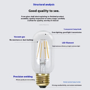 LED Retro <span class=keywords><strong>Edison</strong></span> T45 <span class=keywords><strong>T</strong></span> Tube Lampe à filament 2W 4W 6W Corps en verre à courant constant Base E27 pour usage résidentiel sans stroboscope - Product Image 3