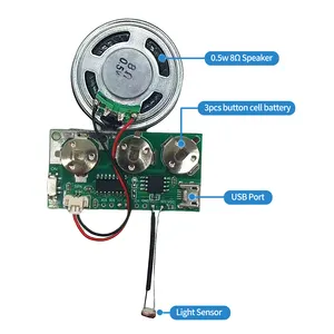 300S müzik bellek USB indirilebilir ses modülü düğme hücre pil müzik çalma için DIY ses modülü tarafından işık sensörü