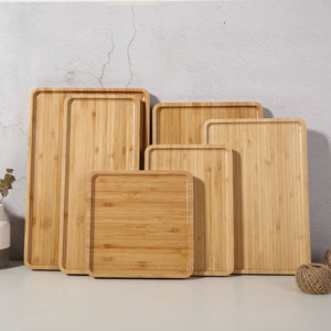 Bamboo Serving Trays <b>Set</b> <b>Square</b> Rectangular Natural Wood Tea Coffee Hotel Restaurant Tableware Household Gift Use - Product Image 3