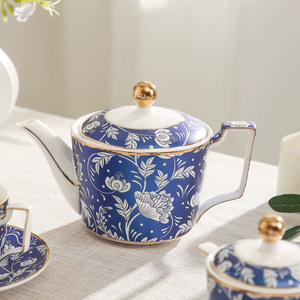 Ensemble de 15 tasses à café de luxe européennes bleues à motif floral populaire pour le thé de l'après-midi - Product Image 2