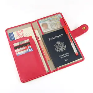 Tall Nappa Leather Travel Document Organizer, Airline Ticket Holder , RFID Blocking Passport Wallet