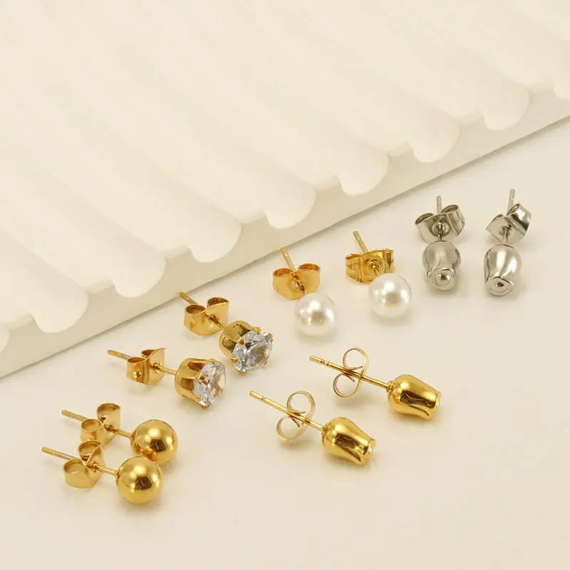 Luxo europeu e americano moda 18k ouro aço inoxidável brincos Rose Pearl Design brincos