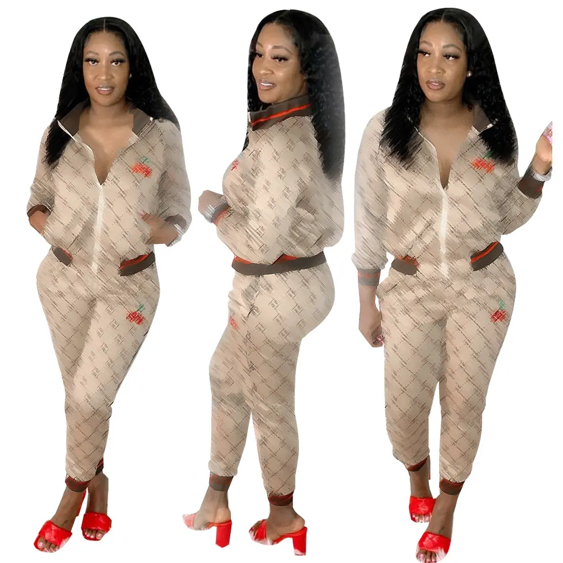 New embroidered casual digital printing women's two piece set women clothing 2022 hot selling for designer brand clothing