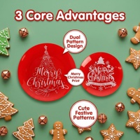 Lot de 100 Assiettes en Plastique Rouge Robustes à Motif Sapin de Noël, Sans BPA - Vaisselle Festive pour Fêtes et Buffets de Fin d'Année