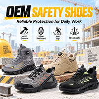 Chaussures de sécurité mi-montantes à embout d'acier, laçage rapide, anti-écrasement, antidérapantes, respirantes, anti-perforation pour la construction et l'usine