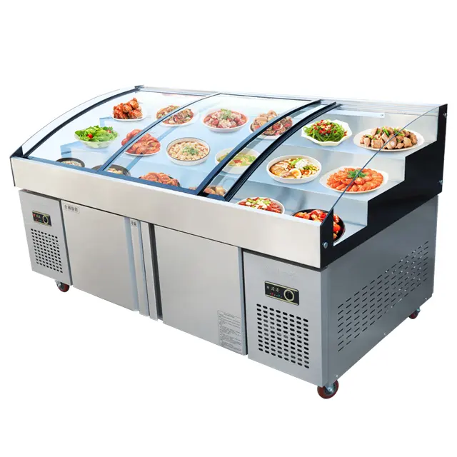 Piatti alimentari commerciali mostrano Display Chiller Display frigo Freezer e frigorifero con porta in vetro scorrevole superiore