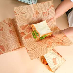 100 pièces de sacs en papier kraft enduits de PE de qualité alimentaire, résistants à l'huile, pour sandwichs triangulaires, beignets, hamburgers, accessoires de cuisine pour le pain - Product Image 6