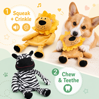 Jouet en peluche pour chien, animaux mignons, lion, zèbre, double son couineur et froissé, jouet interactif à tirer et à mâcher pour animaux de compagnie