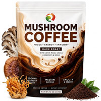 Qinshantang Café aux champignons biologique USDA en poudre, mélange instantané Crinière de lion, Reishi, Cordyceps, OEM, Marque privée, Vente en gros