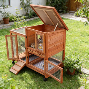 Caseta de Madera para Mascotas con Loft Elevado para Uso en Interiores y Exteriores, Hábitat para Animales Pequeños - Product Image 2