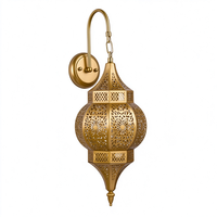 Lanterne murale suspendue moderne et simple en fer doré avec LED 3000K blanc chaud, style marocain et islamique, haute