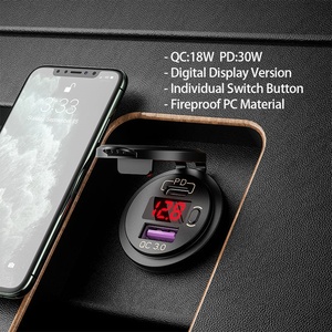<span class=keywords><strong>Chargeur</strong></span> de <span class=keywords><strong>voiture</strong></span> multifonction Kewig USB QC 3.0 Type C PD : 30W avec interrupteur et affichage de la tension, étanche, <span class=keywords><strong>chargeur</strong></span> de téléphone portable - Product Image 2