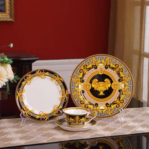 Service de table en céramique et porcelaine, assiettes et tasses, vaisselle de style occidental, vaisselle à steak, en porcelaine fine, coffret cadeau, design minimaliste - Product Image 2