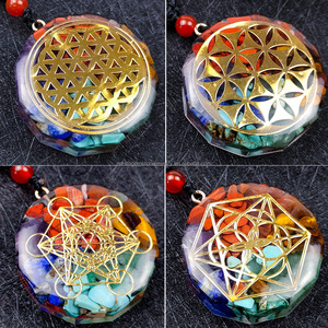 قلادة الشاكرات السبعة PJ-C038 مع قلادة كريستال وحجر وقلادة بطاقة التارو من الراتنج الطبيعي - Product Image 5