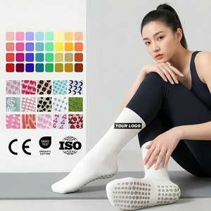 Custom Design Logo Colorful Anti-slip Gym High Quality <strong>Thick</strong> Fashion Anti Slip Grip <strong>Women</strong> Pilates Cotton Crew Yoga <strong>Socks</strong> - Product Image 2