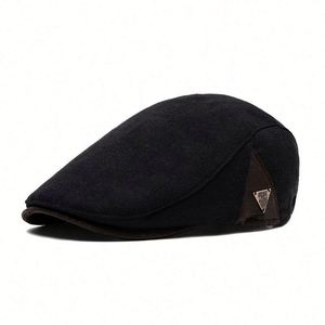 British Style Outdoor Casual Dress Fashion Men Beret Cap Ivy <b>Hat</b> With PU Leather Bill - Product Image 5