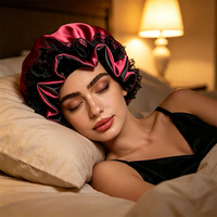Bonnet de nuit en satin avec dentelle et volants, grande taille, pour femme, protection des cheveux, personnalisable avec logo OEM