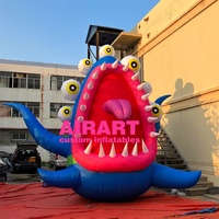 Grande décoration gonflable personnalisée de monstre bleu multi-yeux, bête gonflable effrayante pour l'extérieur des bâtiments, Halloween, carnaval