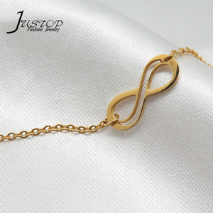 간단한 스타일 18K 골드 도금 보석 중공 무한 팔찌 구두 - Product Image 3