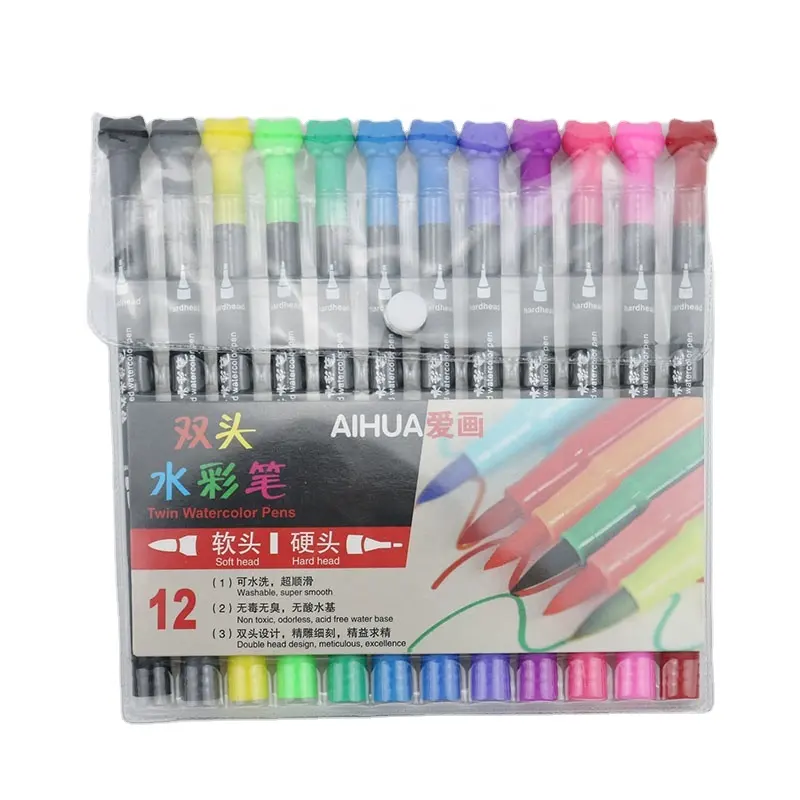 Khuyến Mại Giá Rẻ 12 Màu Tip Kép Fineliner Bàn Chải Màu Nước Pen Set Cho Nghệ Thuật Đánh Dấu