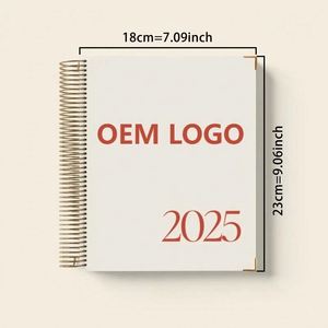 2025 Leather Hardcover Daily Planner Monthly Agenda Itinerary Notebook 7x9INCH Thread <b>Sewing</b> <b>for</b> Adults New Year'S Plan - Product Image 2