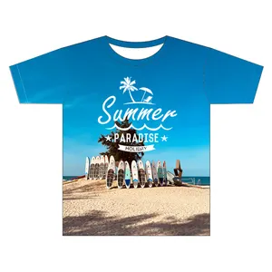 Yazlar tam süblimasyon T Shirt özel baskılı erkekler Hawaiian tatil T-Shirt