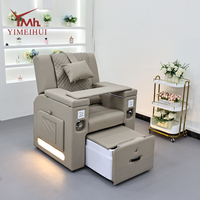Fauteuil de pédicure électrique moderne inclinable avec spa, bain de pieds à remous et station de manucure pour salon de beauté