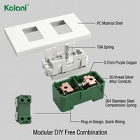 Interrupteur lumineux modulaire OEM blanc brillant 2 modules, taille 120, 16A 250V, panneau de module de prise combinable DIY pour projets d'appartements et d'hôtels