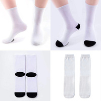Chaussettes de sport blanches en polyester pour hommes, personnalisables par sublimation 3D