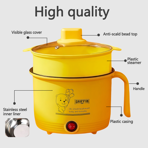 Mini poêle électrique compacte avec couvercle en verre trempé, utilisation domestique et extérieure, capacité de 1,8 L, marmite électrique polyvalente pour hôtel - Product Image 3