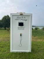 Nouveau design : Panneau de toile de fond de mariage avec support, panneau de toile de fond type cabine téléphonique avec micro, cabine vidéo de mariage pour accessoires de mariage