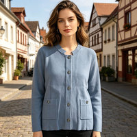 Cardigan en tricot pour femme à manches longues et simple boutonnage, personnalisable en gros