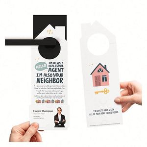 En gros, porte-clés de porte promotionnels personnalisés pour agents immobiliers avec le message « Je suis aussi votre voisin » - Product Image 1