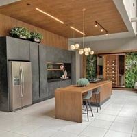 Meubles design de cuisine Armoire murale de cuisine modulaire Armoire de cuisine à charnière en acier inoxydable