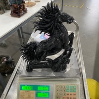 Statue de cheval en néphrite verte noire naturelle de 4 kg, sculpture d'animal en cristal, ornement, décoration de la maison, cadeau