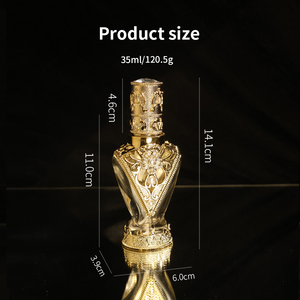 ขวดน้ำหอมหรูหราแบบโบราณสีทอง ขนาด 35 มล. ยี่ห้อ <span class=keywords><strong>Eric</strong></span> Golden แบบเติมได้พร้อมหัวปั๊มแบบเกลียว สำหรับตะวันออกกลาง - Product Image 3