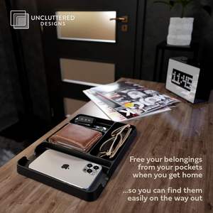 Commode <span class=keywords><strong>de</strong></span> chevet pour hommes, bureau, chambre, chargeur <span class=keywords><strong>de</strong></span> téléphone, fentes <span class=keywords><strong>de</strong></span> rangement, portefeuille, clés, poche, plateau <span class=keywords><strong>de</strong></span> <span class=keywords><strong>valet</strong></span> - Product Image 2