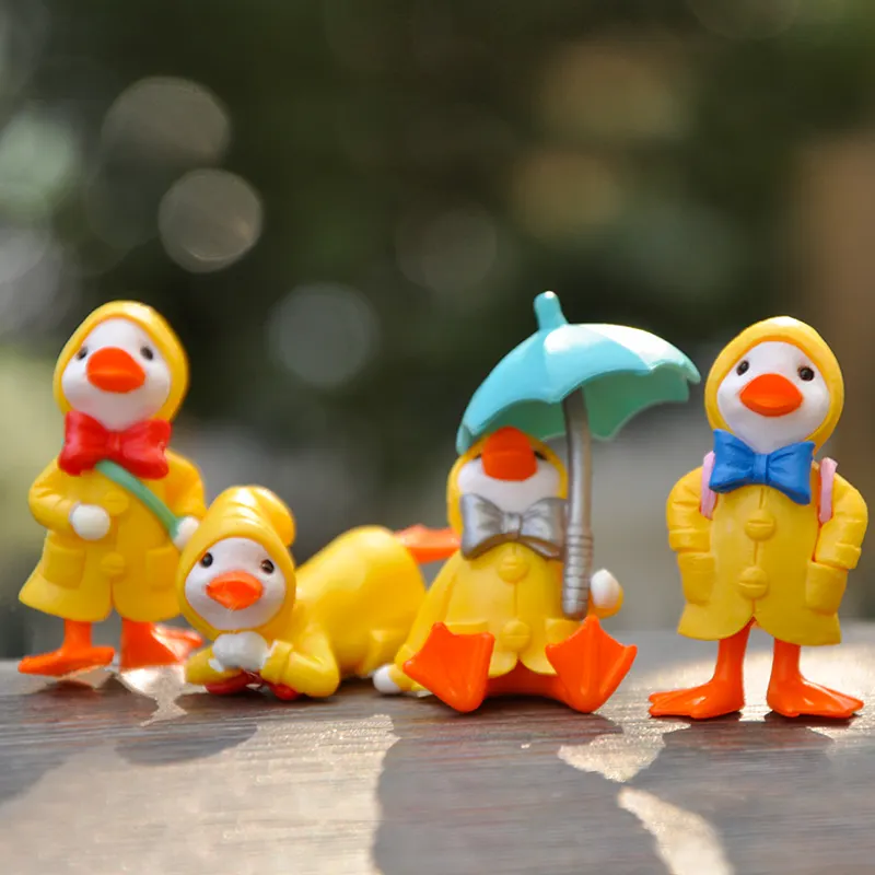 Dollhouse Paisagem Fairy Garden Miniature Cartoon Yellow Duck Figurines Home Decor Art Acessórios Figura Decoração Do Partido