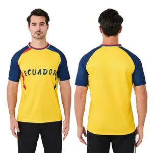 Camisa de futebol Copa América Equador 2024, uniforme de futebol personalizado com tecido respirável e resistente ao suor, com design popular