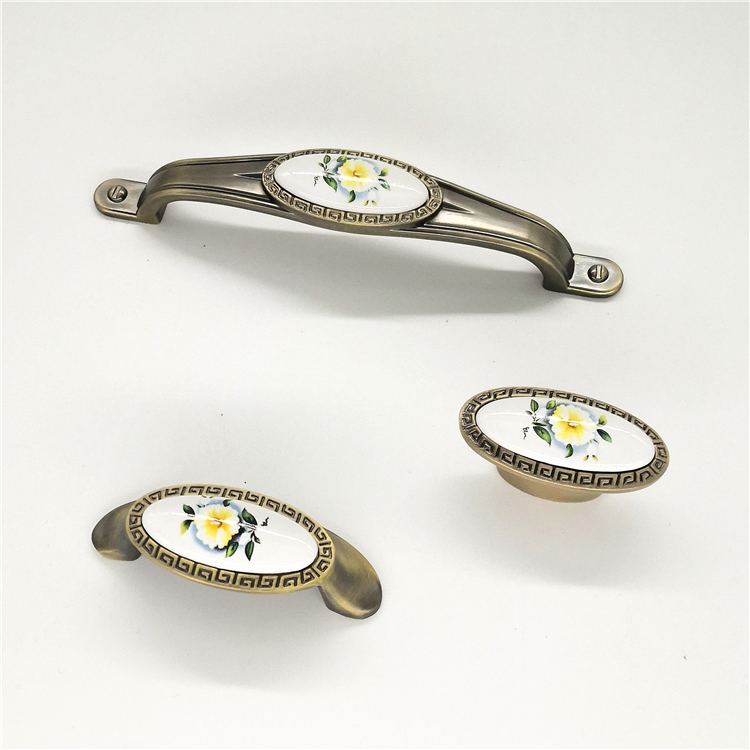 High-quality Luxury Zinc Alloy Door Handle with Ceramic Handle and Pull