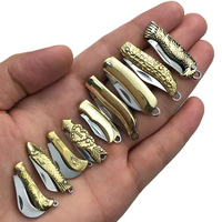 Mini porte-clés Super petit mini couteau de camping mignon avec poignée en laiton poignée en laiton petit couteau pliant comme couteau cadeau